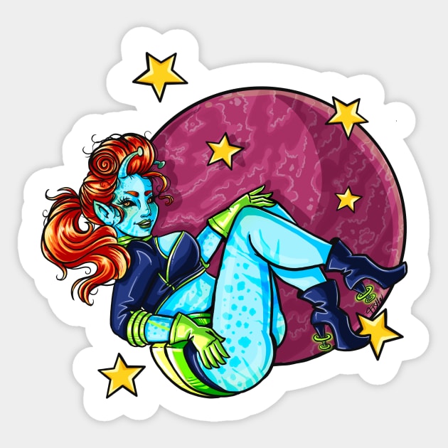 Out of this World Pinup Sticker by Labrattish